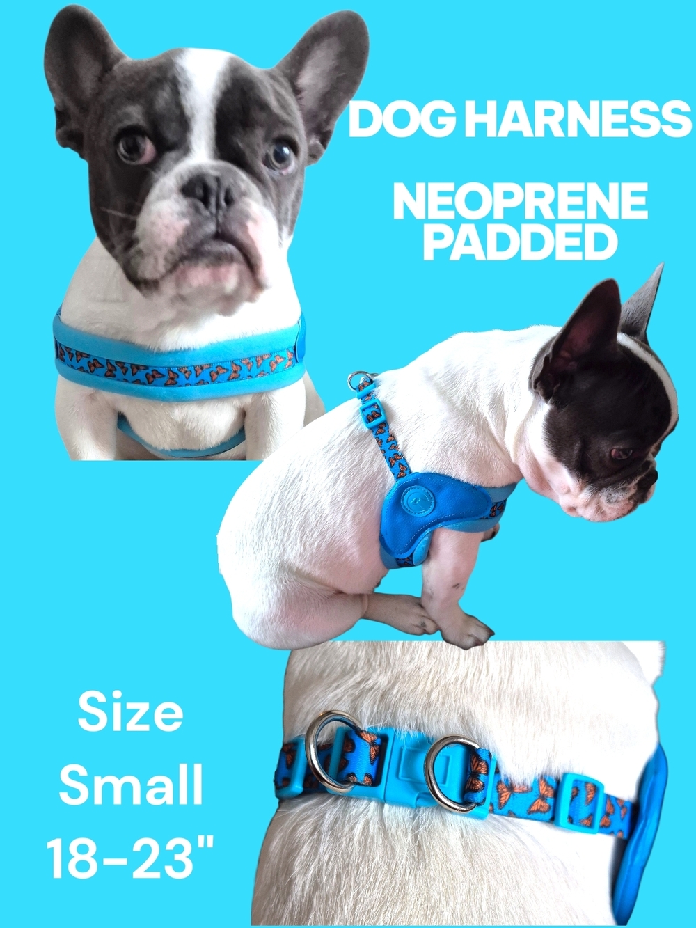 Blue Neoprene Padded Dog Harness - Small , NWT
